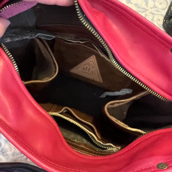 ALTAI MADE IN USA ART BAG RED BROWN LEATHER VGUC CHICAGO BULLS RED COLOR - Picture 16 of 16